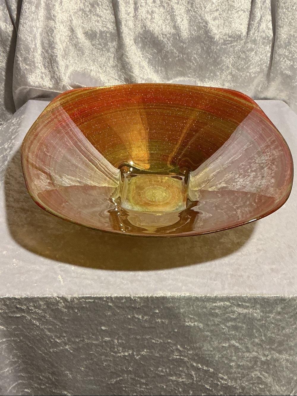 Glass Art Bowl in Amber and Gold